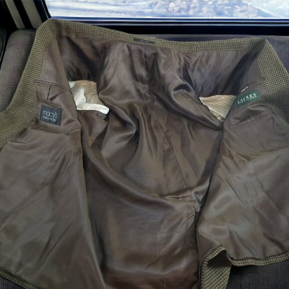 Ralph Lauren Men's 44R Brown Check 100% Wool Blazer Sport Coat & Tie 11024 - Picture 6 of 10